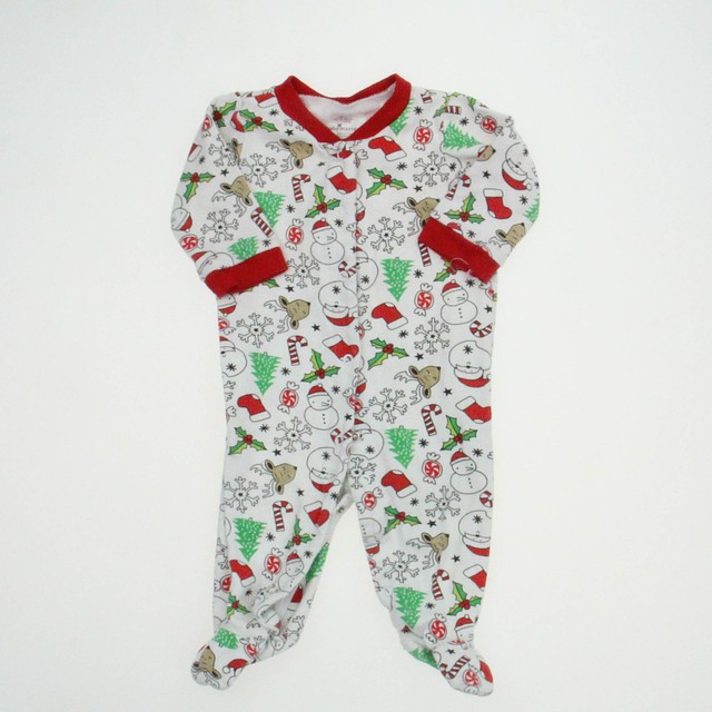Starters White | Christmas 1-piece footed Pajamas 6 Months 