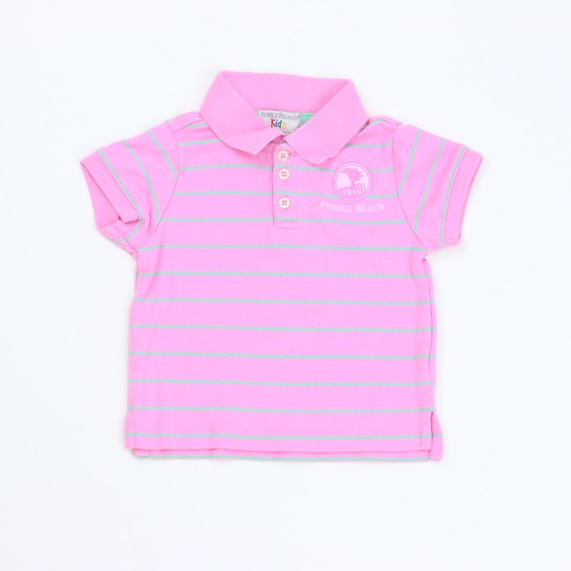Pebble Beach Kids Pink/Green Stripes Polo Shirt 12 Months 