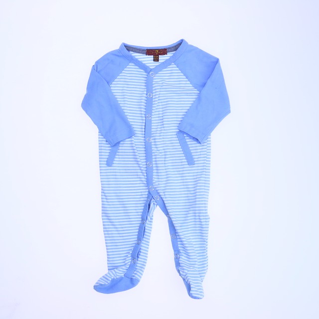 7 for all Mankind Blue | White Striped 1-piece footed Pajamas 0-3 Months 