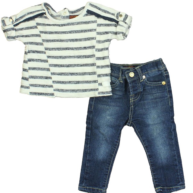 7 for all Mankind 2-pieces Blue | White | Stripes Apparel Sets 12 Months 
