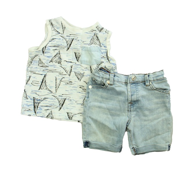 7 for all Mankind 2-pieces White | Blue Apparel Sets 12 Months 