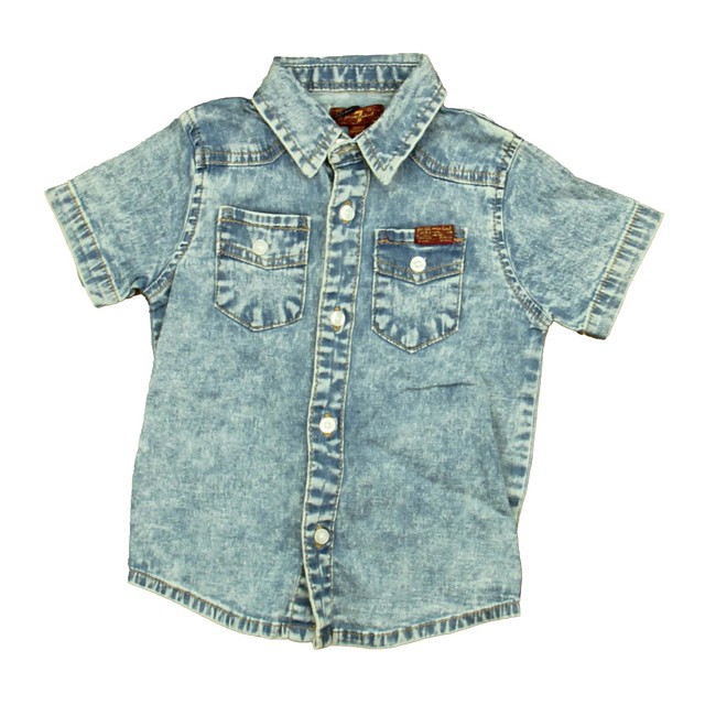 7 for all Mankind Blue Button Down Short Sleeve 24 Months 