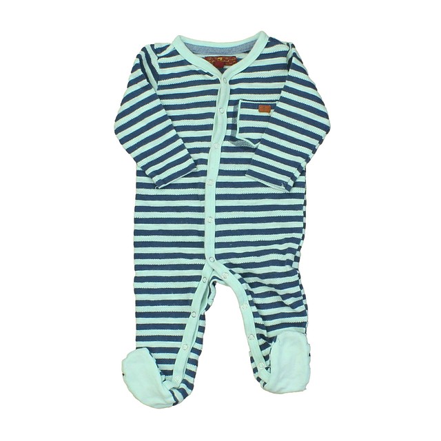 7 for all Mankind Aqua | Blue | Stripes 1-piece footed Pajamas 3-6 Months 