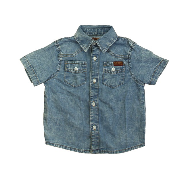 7 for all Mankind Blue Button Down Short Sleeve 2T 