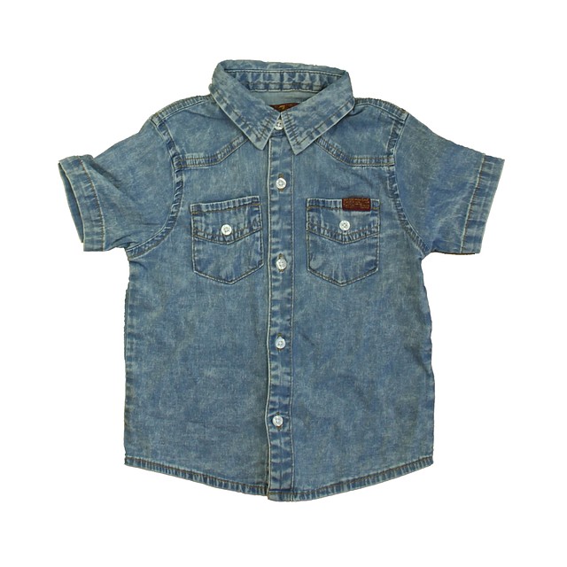 7 for all Mankind Blue Button Down Short Sleeve 3T 