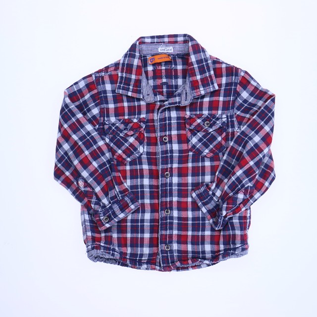 Baby Mayoral Red | Navy Plaid Button Down Long Sleeve 18 Months 