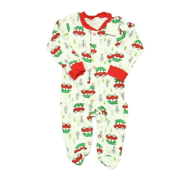 Baby Starters Red | White | Christmas Trees 1-piece footed Pajamas 3 Months 
