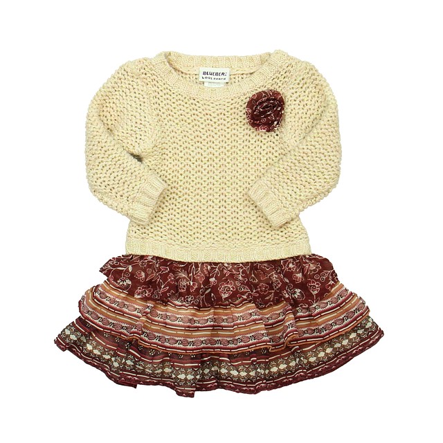 BlueBeri Boulevard Ivory | Pink | Gold | Maroon Sweater Dress 24 Months 