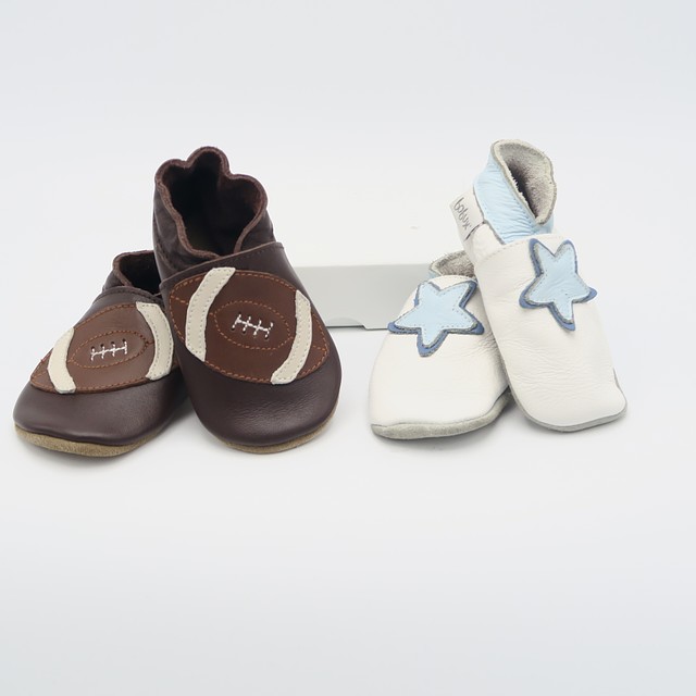 Bobux Set of 2 Brown | White Booties S (3-9 Months) 