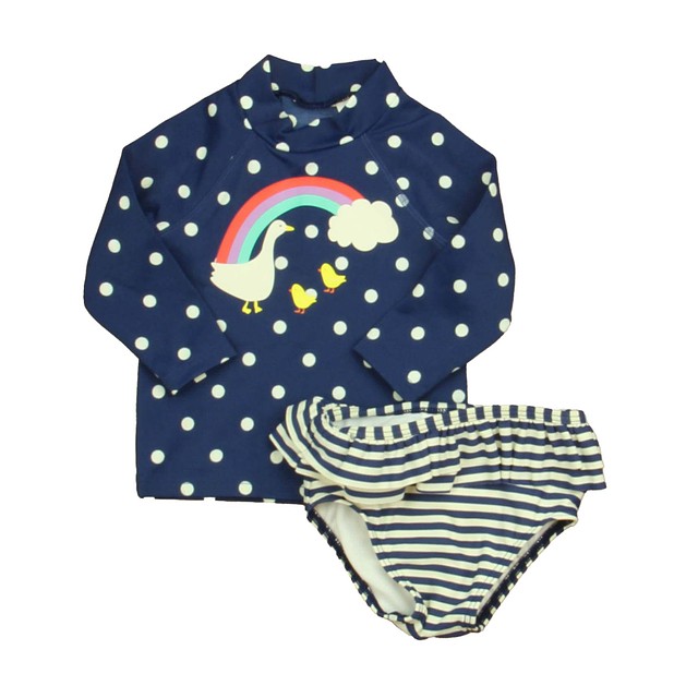 Boden 2-pieces Blue Stripe | Floral 1-piece Swimsuit 3-6 Months 