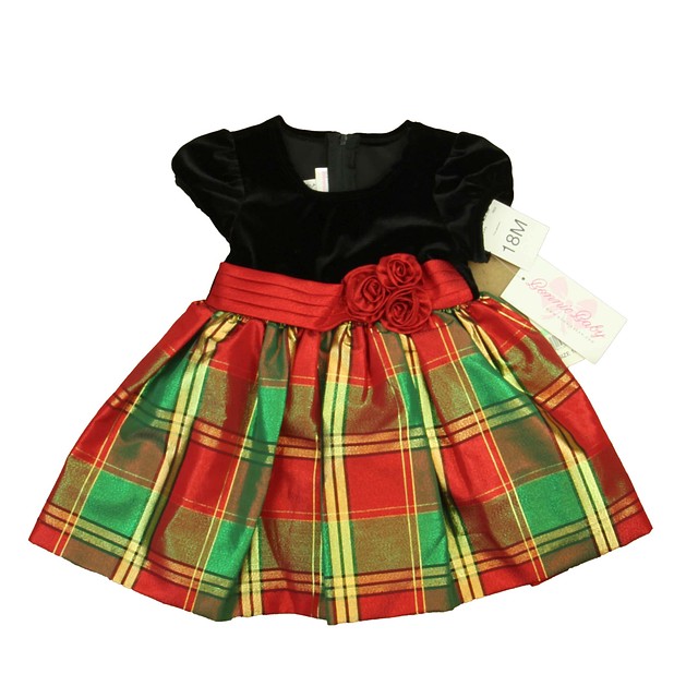 Bonnie Jean Black | Red | Green Plaid Special Occasion Dress 18 Months 