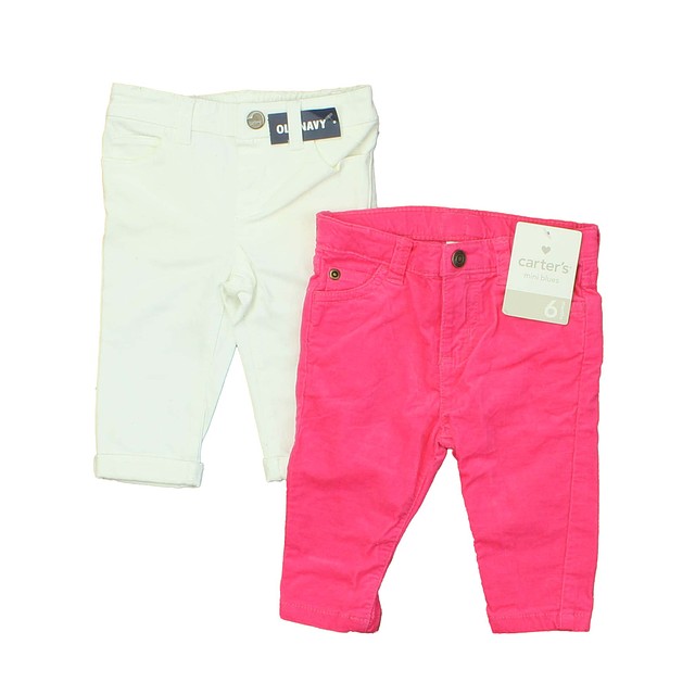 Carter's | Old Navy Set of 2 Pink | White Jeggings 6 Months 