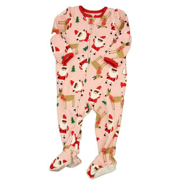 Carter's Pink Santa 1-piece footed Pajamas 12 Months 