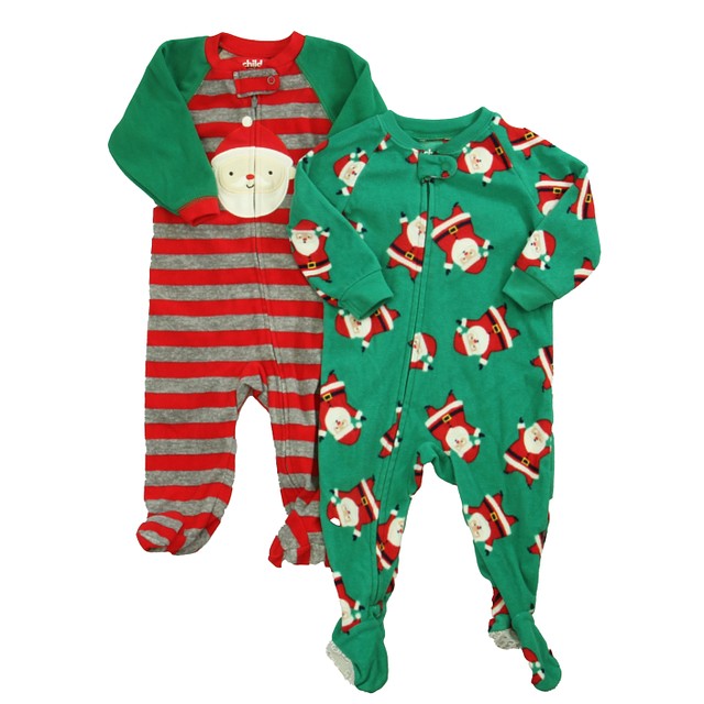Carter's Set of 2 Red | Green Santa 2-piece Pajamas 6-9 Months 