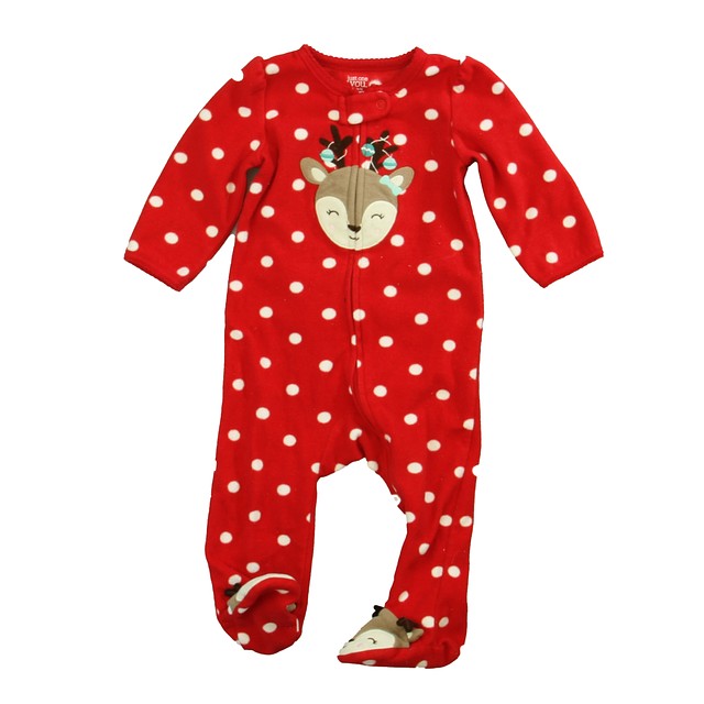 Carter's Red Reindeer 1-piece footed Pajamas 9 Months 
