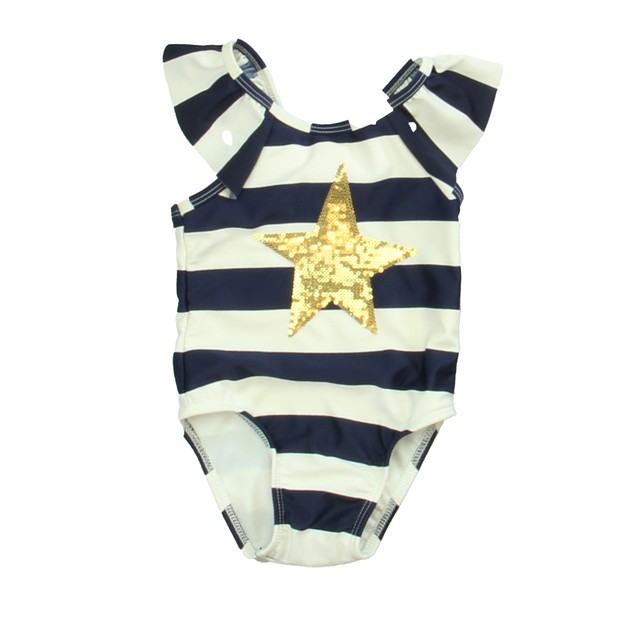 Cat & Jack Navy Stripe 1-piece Swimsuit 12 Months 