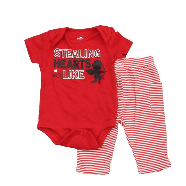 Celebrate Valentines Day 2-pieces Red | White Apparel Sets 3-6 Months 