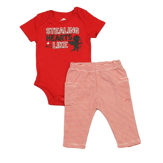 Celebrate "Valentines Day" 2-pieces Red | White Apparel Sets 6-9 Months 