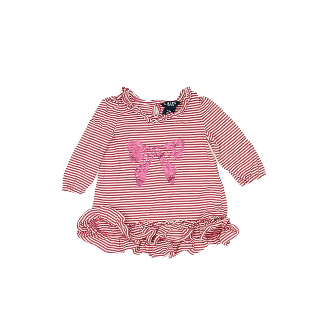 Chaps Pink | White Long Sleeve Shirt 12 Months 