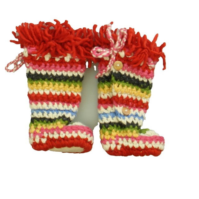 Chibella Pink | Red Stripe Slippers 4 Infant 