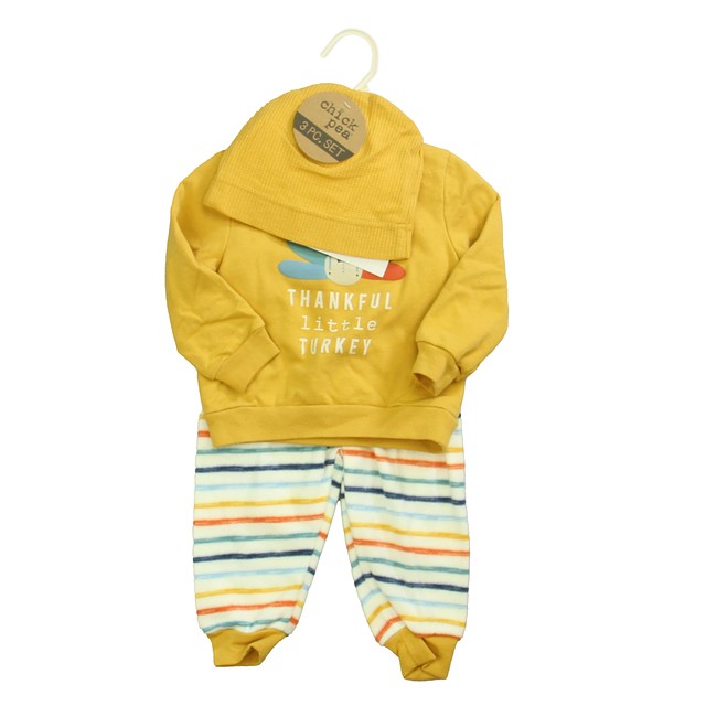 Chick Pea 3-pieces Mustard "Thankful Turkey" Apparel Sets 12 Months 