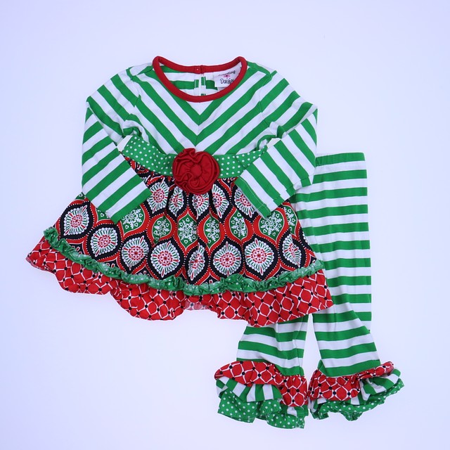 Counting Daisies 2-pieces Green | Red Apparel Sets 12 Months 