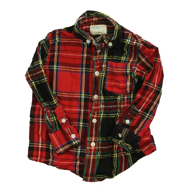 Crewcuts Red Plaid Button Down Long Sleeve 2T 