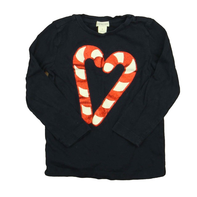Crewcuts Navy Candy Canes Long Sleeve T-Shirt 3T 