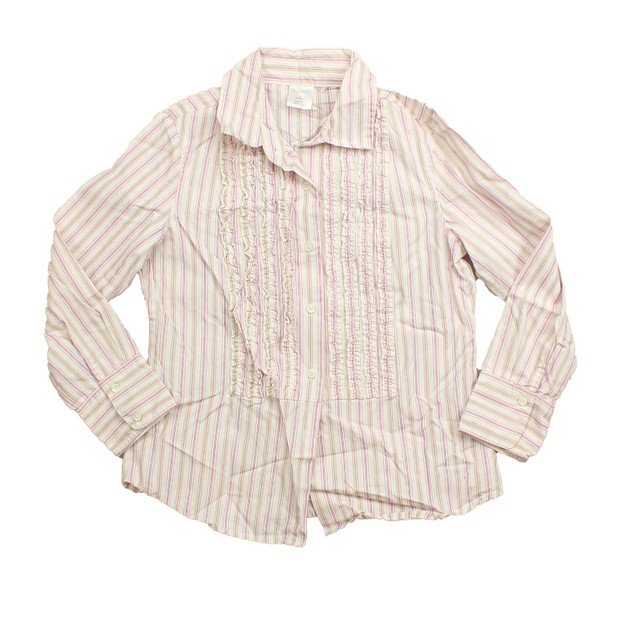 Crewcuts White | Pink | Stripes Button Down Long Sleeve 8 Years 