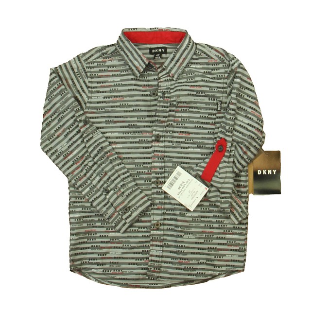 DKNY Gray | Black | Red Button Down Long Sleeve 4T 