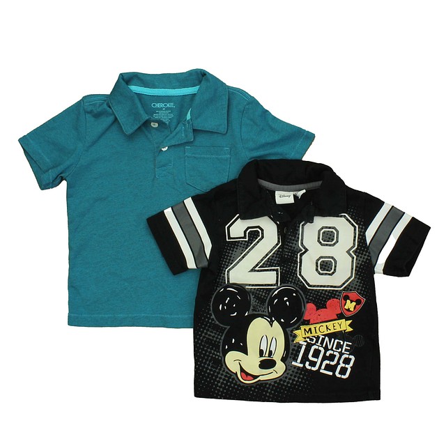 Disney | Cherokee Set of 2 Black | Mickey | Teal Polo Shirt 24 Months 
