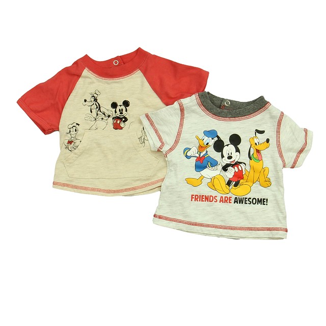 Disney Set of 2 Gray | Ivory | Red T-Shirt 3 Months 