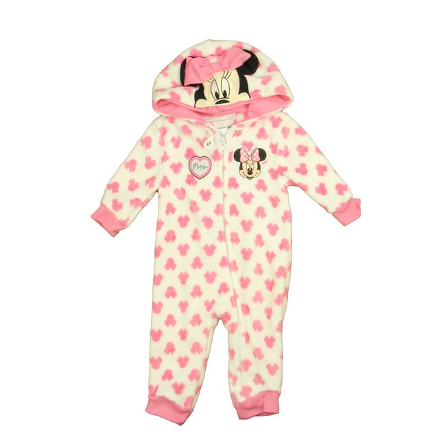 Disney Pink | White Minnie 1-piece Non-footed Pajamas 6-9 Months 