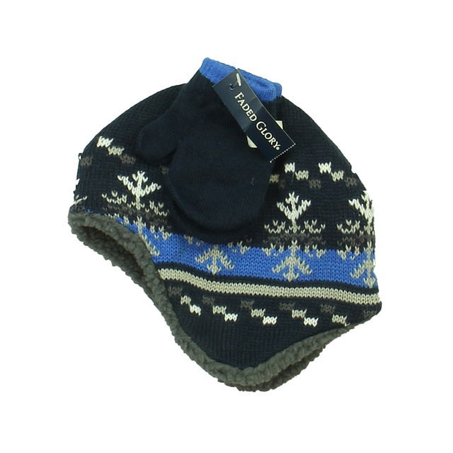 Faded Glory 2-pieces Blue | Gray Hat & Mitten set *12-24 Months 