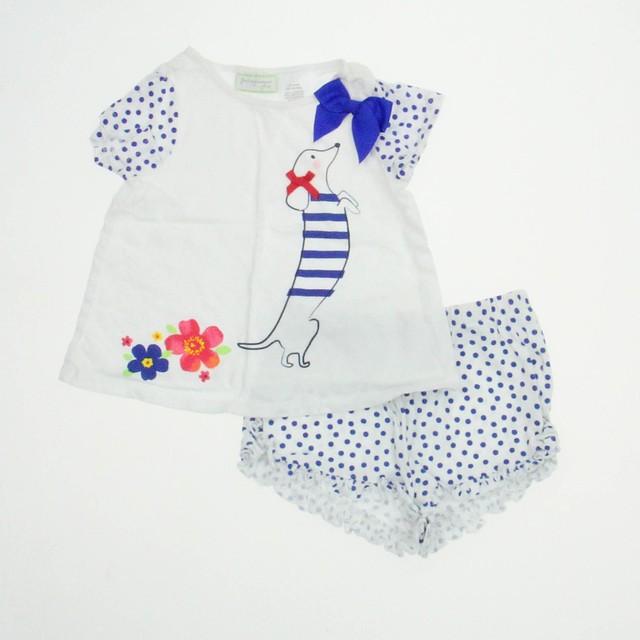 First Impressions 2-pieces White | Blue Apparel Sets 12 Months 