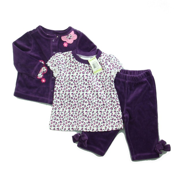 First Impressions 3-pieces Purple | White Apparel Sets 3-6 Months 