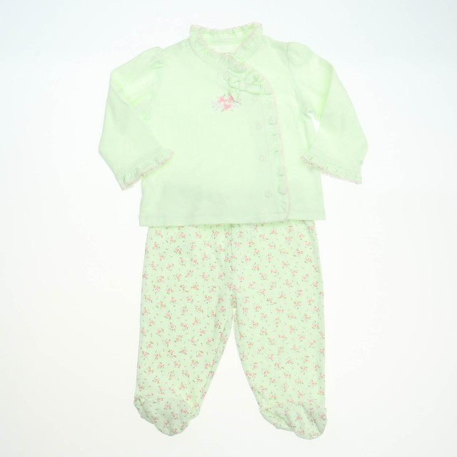 First Impressions 2-pieces Green Floral Apparel Sets 6-9 Months 