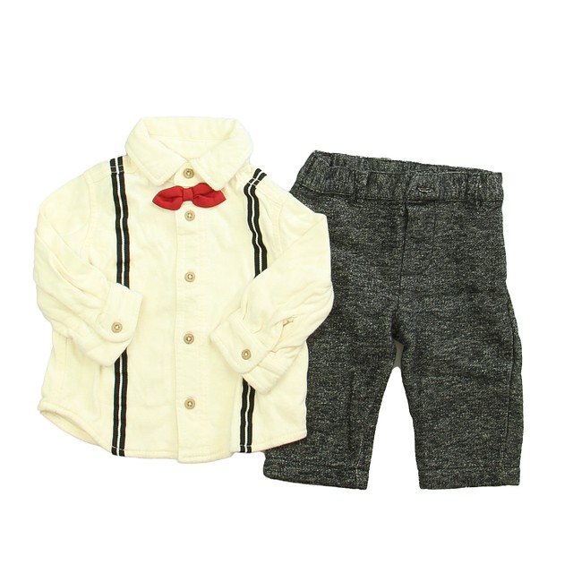 First Impressions 2-pieces Ivory | Gray Apparel Sets 6-9 Months 
