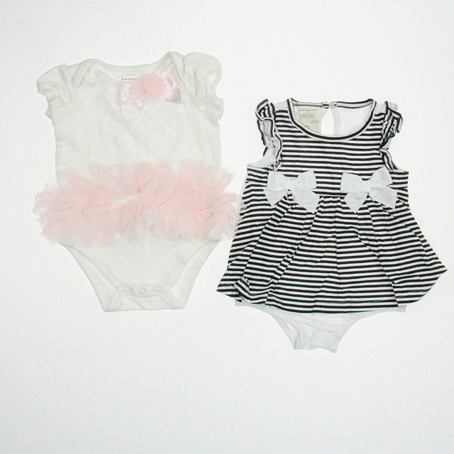 First Impressions Set of 2 White | Black Romper 6-9 Months 