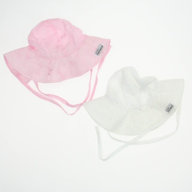 Flap Happy Set of 2 White | Pink Sun Hat 6-12 Months 
