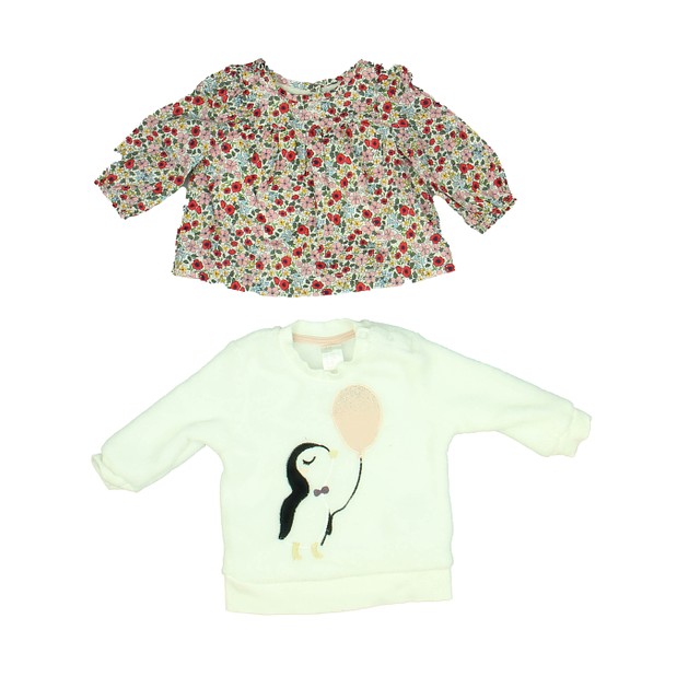 Gap | H&M Set of 2 White | Floral Long Sleeve T-Shirt 3-6 Months 