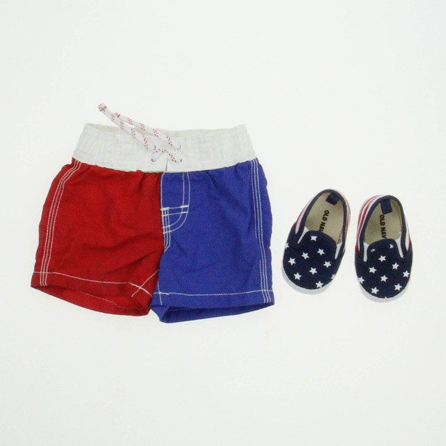 Gap | Old Navy 2-pieces Red | White | Blue Trunks 0-6 Months 