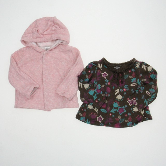 Gap | Old Navy 2-pieces Pink | Brown | Floral Long Sleeve Shirt 6-12 Months 