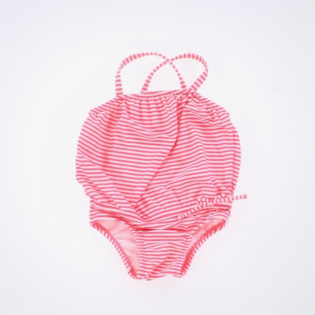 Gap Fluorescent Pink/White Stripes 1-piece Swimsuit 0-6 Months 