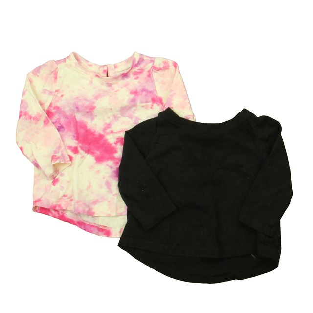 Gap Set of 2 Black | Pink Tie Dye Long Sleeve T-Shirt 3-6 Months 