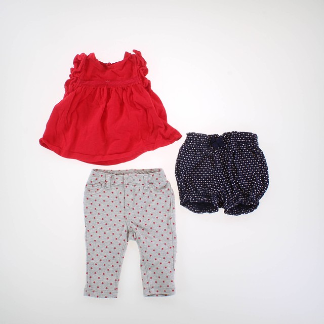 Gap 3-pieces Red Shirt | Navy Shorts | Gray Leggings Apparel Sets 3-6 Months 