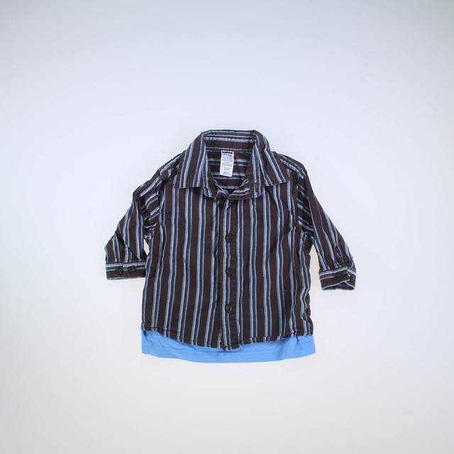 George Brown | Blue | Striped Button Down Long Sleeve 12 Months 