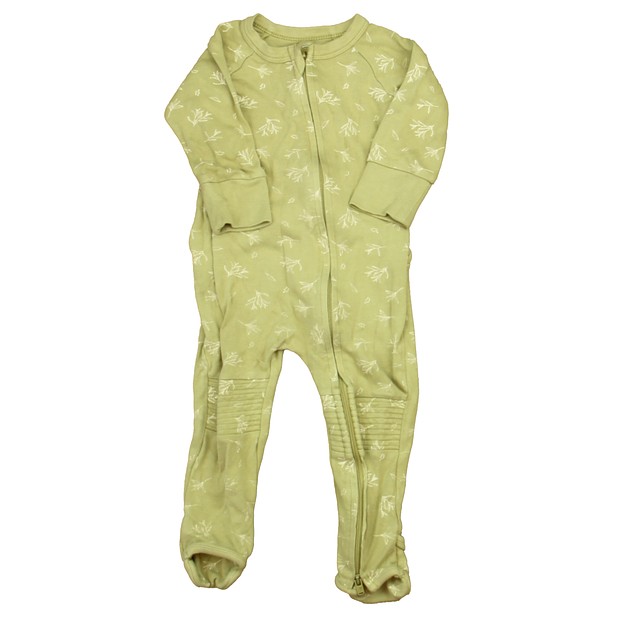 Goumi Green | White 1-piece footed Pajamas 6-12 Months 