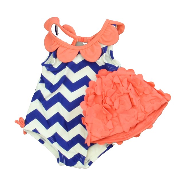 Gymboree 2-pieces Blue | White | Coral 1-piece Swimsuit 6-12 Months 