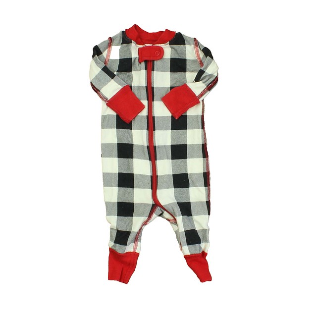 Hanna Anderson Black | White | Checks | Red 1-piece Non-footed Pajamas 0-3 Months 